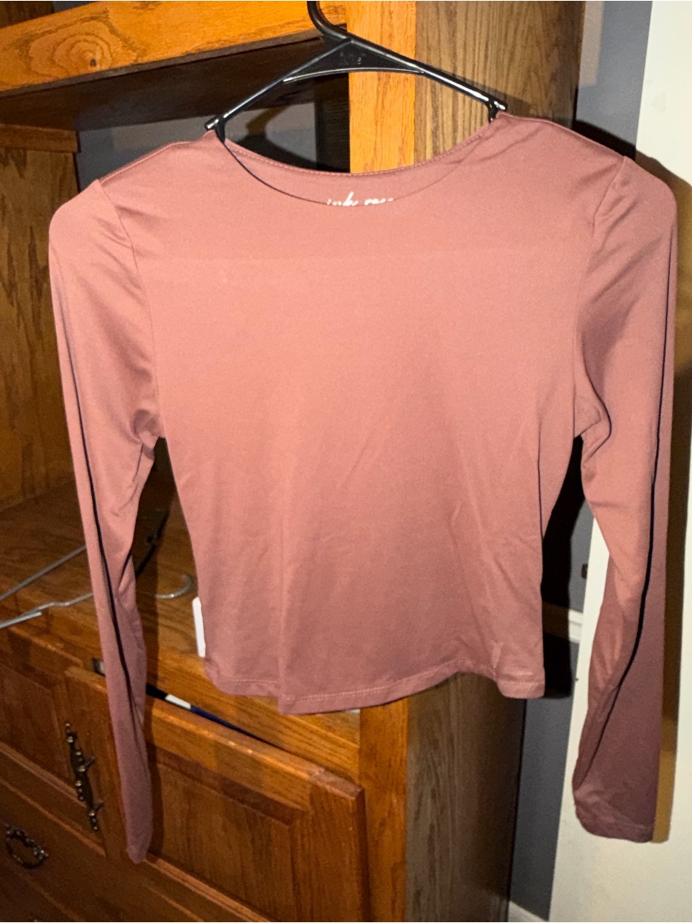 Pink Rose |cropped brown Long Sleeve top, size XS